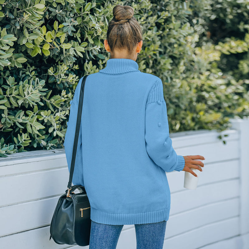 Women Fall Outfits Knitted Long Sleeve Loose Turtleneck Sweater Women
