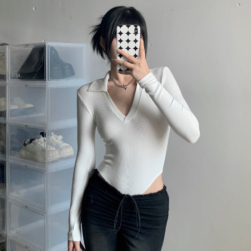 Maddy Euphoria Outfits Women's Spring and Autumn Sexy Women's Long Sleeve V-neck