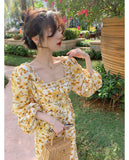 Aesthetic Dress Vintage Dress Long Sleeve Floral Dress