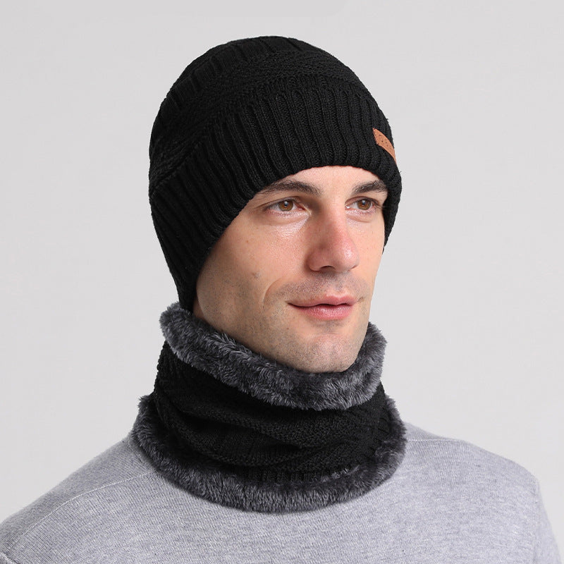 Men Winter Hats Knitted Wool Hat Scarf