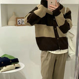 Preppy Aesthetic Sweater Autumn and Winter Sweater Female Vintage Stripe round Neck Loose