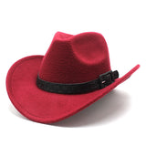 Cowboy Hats Wide Belt Woolen Western Cowboy Bowler Hat for Men Women