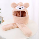 My Melody Hat Cute Cartoon Hat Scarf Gloves One-Piece Sleeve Cap StellaLou Children Autumn and Winter Plush All-in-One Warm Keeping Suit Kulomi