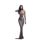 Olivia Wilde See through Dress Mesh Long Sleeve Split Dress