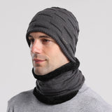 Mens Winter Hats Men's Autumn and Winter Fleece Lined Padded Warm Keeping Knitted Hat Winter