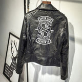 Graphic Leather Jacket Women Leather Simple Casual Pu Motorcycle Jacket