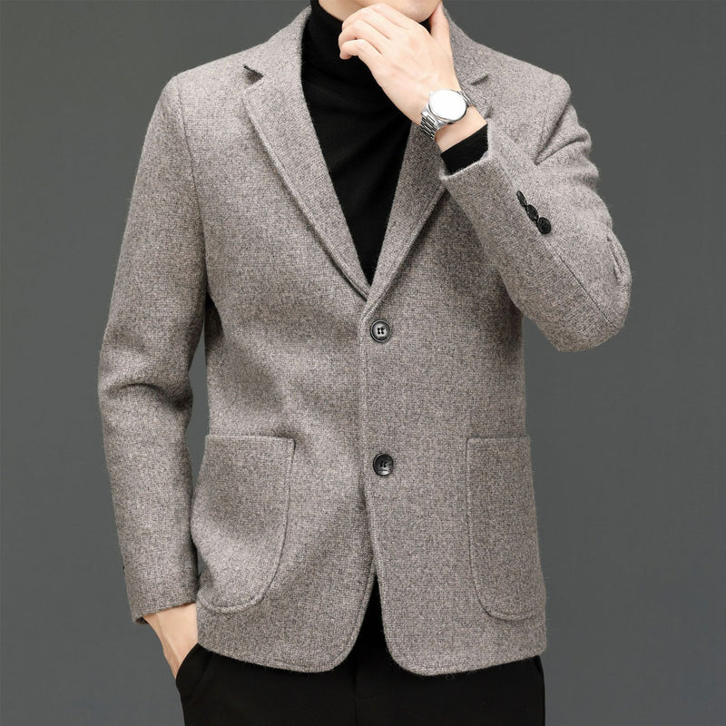 Bohemian Chic Wedding Guest Men Attire Simple Casual Fit Solid Color Wool Coat
