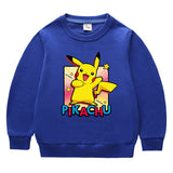 Children Pokemon Pikachu Hoodie Solid Color Cotton Sweater Neutral