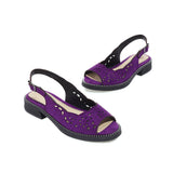 Flat Dress Sandals Summer Comfortable Low Heel Peep Toe Buckle with Cutout Sandals for Women