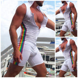 Rave Outfits Men Shorts 2 Piece Set Hooded Outer Wear Sexy Jumpsuit Casual Sports
