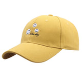 Smiley Face Cap Hat New Spring/Summer Korean Smiley Embroidered Sun Protection Baseball Cap Cute Hat Sun Hat for Male and Female Students