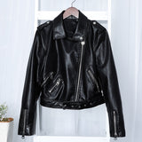 Women PU Leather Jacket Biker Motorcycle Coat Spring Leather Punk Leather Short Chic Coat