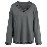 Women Fall Outfits Autumn and Winter V-neck Sexy off-the-Shoulder Top Female