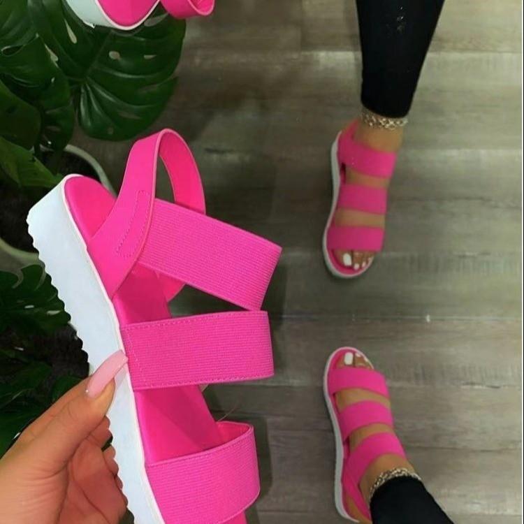 Women Open Toe Sandals Flats Summer Solid Color Flat Lightweight Sandals Plus Size
