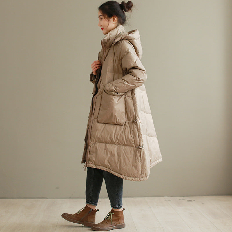 Women Winter Coats Puffer Jacket Down Coat Mid-Length Autumn and Winter Hooded Down Jacket Padded Jacket