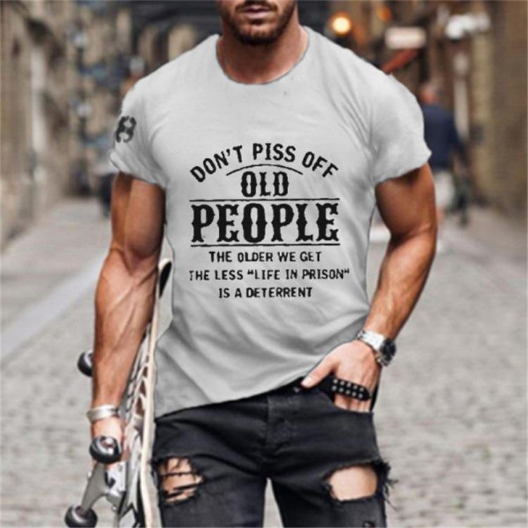 Tactics Style T Shirt for Men Men's Summer Vintage Letter Print Short Sleeve round Neck Loose-Fitting T-shirt Top