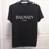T Shirt Balmain T-shirt Short Sleeve Women's Clothing Cotton round Neck Letter Half Sleeve