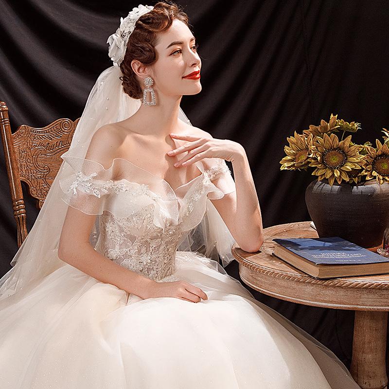 Women'S Evening Dress Ball Gown Princess Quinceanera Wedding Dresses Off-Shoulder Tulle Tutu Dress