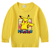Children Pokemon Pikachu Hoodie Cotton Crew Neck T-shirt