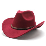 Cowboy Hats Woolen Hat Men's Western Cowboy Hat Equestrian Hat Curved Brim Felt Cap