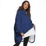 Hoodies Blankets Winter Fleece-Lined Thickened Lazy Blanket Solid Color Large Pocket Home