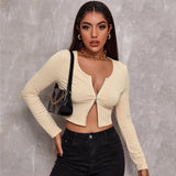 90s Outfits Autumn Winter Coat Women'S Retro Tight Sexy Zipper Knitwear Short Cardigan Long Sleeve T-Shirt