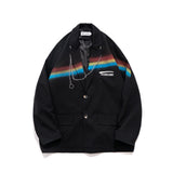 Men's Casual Suit Man Blzer Rainbow Inkjet Suit Jacket Men's Chain Loose Small Suit
