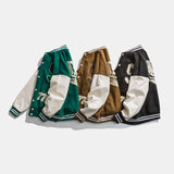 Green Varsity Jacket Autumn Baseball Uniform Men's and Women's Jacket Couple's Jacket