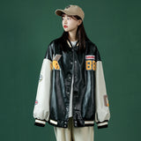 Jock Jacket Embroidered Jacket Men's Couple Denim Jacket PU Leather Jacket Boys Autumn Leather Coat