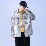 Denim Varsity Jacket Spring Loose Washed-out Vintage Denim Jacket Men's Business Shirt Jacket