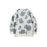 Mens Fall Outfits Cow Striped Couple's Sweater Loose Street Sweater for Men and Women