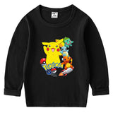 Children Pokemon Pikachu Hoodie Pikachu Spring and Autumn Bottoming Shirt Boys T-shirt