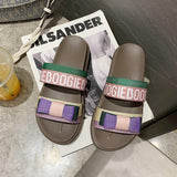Women Open Toe Sandals Flats Plus Size Bow Platform Slippers Color Matching Casual Slippers