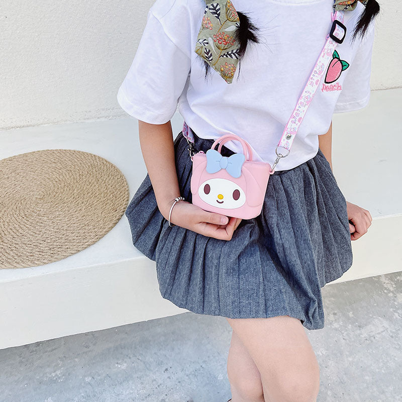 My Melody Bag Cartoon Kitty Kid's Messenger Bag Cute Silicone Wide Shoulder Strap Parent-Child Bag Candy Color Girls' Coin Purse Kulomi