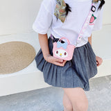 My Melody Bag Cartoon Kitty Kid's Messenger Bag Cute Silicone Wide Shoulder Strap Parent-Child Bag Candy Color Girls' Coin Purse Kulomi