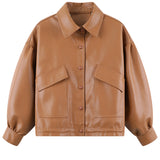 Women PU Leather Jacket Biker Motorcycle Coat Spring New Baggy Casual Jacket Leather Coat