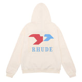 Rhude Hoodie Hip Hop Men's and Women's Terry Casual Hooded Sweater