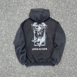 Saint Michael Hoodie Joint-Name Fog Hoodie Distressed Loose Men and Women