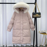 Women Winter Coats Puffer Jacket Down Coat White Duck Down Jacket Hooded Thickened Big Fur Collar Coat