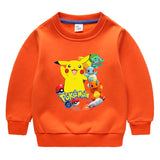 Children Pokemon Pikachu Hoodie Autumn Winter Solid Color with Fur Thick Warm Winter Clothing Top