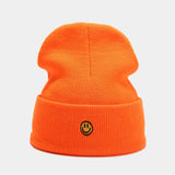 Smiley Face Cap Cute Smiling Face Embroidery Knitted Hat