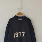 Feel of God Essentials 1977 Knit Polo Casual Loose Knitted Long Sleeves Lapel