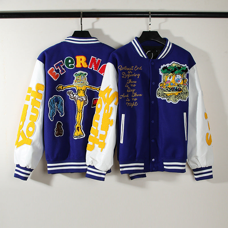 Saint Michael Baseball Jacket Embroidered Badge Baseball Uniform Jacket Autumn and Winter
