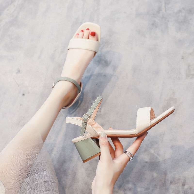 Nude Block Heel Peep Toe Sandals