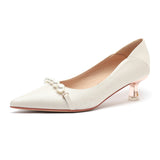 Nude Block Heels Closed Toe Women's Spring Satin High Heels