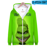 Grinch Hoodie 3D Color Printing Men's and Women's Zipper Sweater