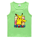Children Pokemon Pikachu T Shirt Cotton Leisure Sports Sweat-Absorbent Vest