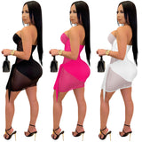 See through Pants Suit Solid Color Women's See-through Long-Sleeve Zipper Hollow out Two-Piece Set