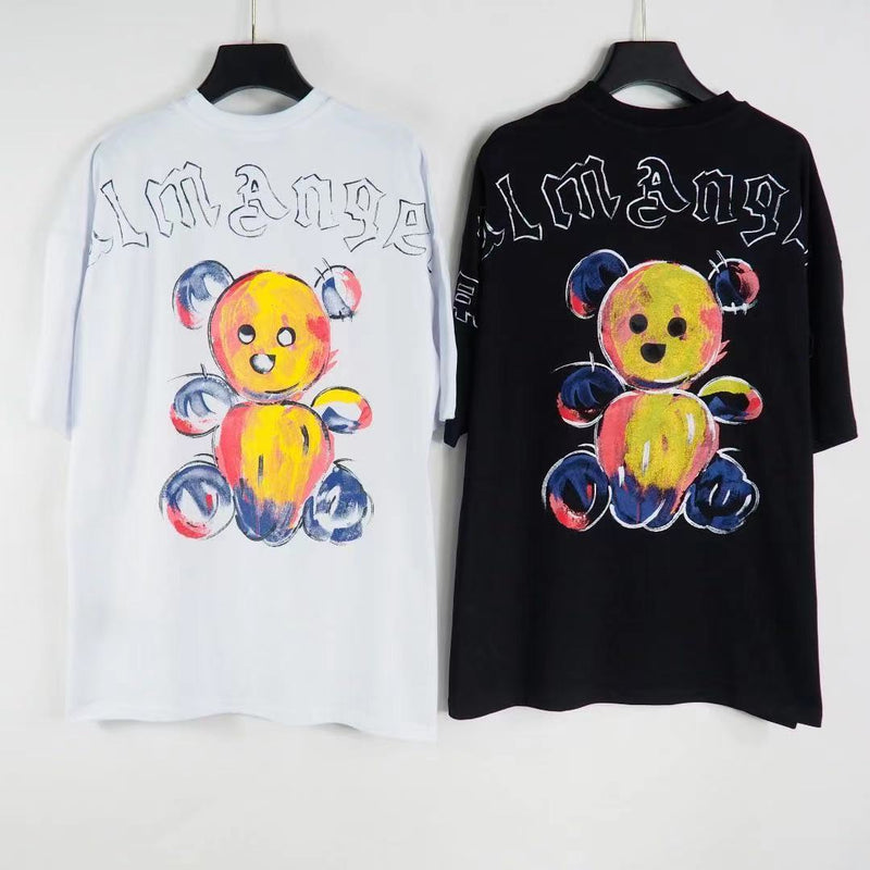 Palm Angels Sweatshirts Painted Bear Letter Print Short-Sleeve Men and Women