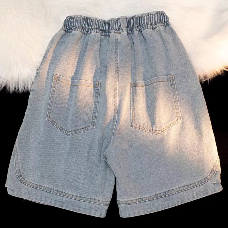Men Denim Shorts Men's Summer Loose Large Size Retro
